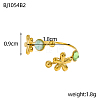 304 Stainless Steel & Nstural Gemstone & Cubic Zirconia Cuff Rings for Women STAS-OY012-53G-2