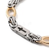 PVD Vacuum Plating 201 Stainless Steel Rectangle with Cross Link Chain Necklace & Bracelets Set SJEW-G083-19GP-2