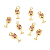 Brass Micro Pave Fuchsia Cubic Zirconia Pendants ZIRC-P086-10G-1