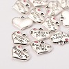 Wedding Party Supply Antique Silver Alloy Rhinestone Heart Carved Word Brother of Bride Wedding Family Charms X-TIBEP-N005-27C-2