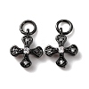 Brass Micro Pave Cubic Zirconia Tiny Cross Charms ZIRC-G128-04B-1-1