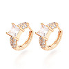Brass Micro Pave Clear Cubic Zirconia Square Hoop Earrings EJEW-T048-44G-1