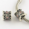 Antique Silver Plated Alloy Rhinestone Large Hole European Beads MPDL-R041-08F-1