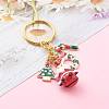 Baking Painted Brass Bell Father Christmas Keychain for Christmas KEYC-JKC00246-4