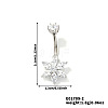 Brass Clear Cubic Zirconia Shiny Flower Curved Barbell Belly Button Rings for Daily Wear HB2528-2-2