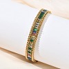 304 Stainless Steel & Glass Wheat Chain Double Layers Bracelets for Women BJEW-F540-08G-5