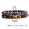 Men's Double-layered Tiger Eye Stone Beaded Bracelet Set - Natural Gemstone Jewelry ST7621625-1