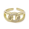Rack Plating Brass Micro Pave Cubic Zirconia Open Cuff Rings RJEW-K257-25G-2