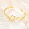 Brass 3 Wavy Line Open Cuff Bangles for Women KK-CBA5A76-02G-2