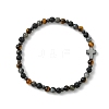 Natural Lava Rock & Tiger Eye & Synthetic Non-magnetic Hematite Beaded Stretch Bracelets for Women Men BJEW-JB13943-3