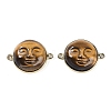 Natural Tiger Eye Smiling Face Links Connector Charms G-K372-01G-1