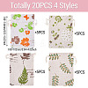 20Pcs 4 Styles Polycotton(Polyester Cotton) Printed Packing Pouches Drawstring Bags ABAG-TA0002-10-4