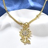 Brass Micro Pave Clear Cubic Zirconia Sunflower Pendant Necklaces for Women NJEW-A039-01A-G-1