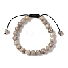 8mm Round Natural Maifanite Braided Bead Bracelets BJEW-C067-01B-06-2