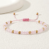 Glass & Brass Round Beads Braided Bead Bracelets RD6595-4-2