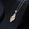 925 Sterling Silver Glass Pendant Necklaces NJEW-C048-01F-3