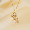 Elegant Fashionable Brass Sparkling Clear Cubic Zirconia Mini Bear Pendant Clavicle Necklaces for Women DD6983-5