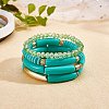 4Pcs 4 Style Acrylic Chunky Curved Tube Stretch Bracelet Sets BJEW-SW00074-07-4