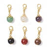 6Pcs Round Natural Black Onyx & Carnelian & Amethyst & Tiger Eye & Green Aventurine & White Jade Pendant Decorations HJEW-JM03831-01-2