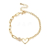 Heart Brass Micro Pave Clear Cubic Zirconia Cable Chain Bracelets For Women Girl BJEW-L696-011G-1