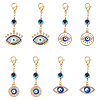 Unicraftale 8Pcs 4 Styles Evil Eye Alloy Enamel with Rhinestone Pendant Decoration HJEW-UN0001-22-1