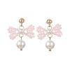 Glass Seed Bead and Shell Pearl Bead Dangle Earrings EJEW-MZ00766-01-3