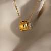 Brass Micro Pave Clear Cubic Zirconia Double Rings Pendant Necklaces FS-WGEFD2F-01-1