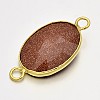 Faceted Oval Golden Plated Brass Synthetic Goldstone Links GLAA-D062-11-1