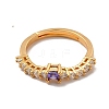 Lilac Cubic Zirconia Rectangle Adjustable Ring RJEW-C048-12G-2