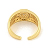 Rack Plating Octagon Brass Micro Pave Cubic Zirconia Cuff Finger Rings for Women RJEW-C103-06G-3