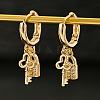 Brass Key with Lock Hoop Earrings SX3628-3