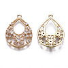 Brass Micro Pave Clear Cubic Zirconia Pendants KK-S359-099-RS-2