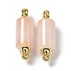 Natural Rose Quartz Connector Charms G-Z039-01G-03-1