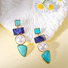 Synthetic Turquoise Rectangle & Triangle Dangle Stud Earrings JE1131A-4