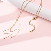 304 Stainless Steel Crystal Rhinestone Flat Round Star Pendant Y Tassel Lariat Necklaces for Women NJEW-F378-03G-3