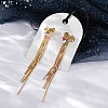 Brass Bowknot Tassel Stud Earrings EJEW-R014-14G-3