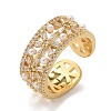 Brass Micro Pave Clear Cubic Zirconia Cuff Rings RJEW-C120-22G-4