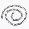 304 Stainless Steel Chain Necklaces and Bracelets Jewelry Sets SJEW-L186-02P-3