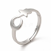 Non-Tarnish 304 Stainless Steel Star and Moon Adjustable Ring for Women RJEW-B027-15P-1