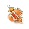 Dyed Synthetic Imperial Jasper & Handmade Glass Seed Beaded Rhombus Connector Charms PALLOY-MZ00960-06-3