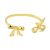 Rack Plating Bowknot Brass Cuff Bangles for Women BJEW-B106-25B-G-3