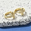 Brass Clear Cubic Zirconia Hoop Earrings EJEW-M047-03G-2