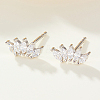 Anti-Tarnish Five Petal Cubic Zirconia Marquise Rhodium Plated 925 Sterling Silver Stud Earrings LO8075-2-2