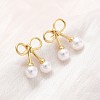 Cherry Brass ABS Plastic Pearl Stud Earrings EJEW-U062-03G-01-1
