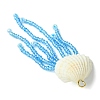 Natural Clam Shell & Glass Pearl & Glass Seed Beaded Big Pendants PALLOY-MZ00298-02-4