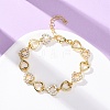 Brass Micro Pave Clear Cubic Zirconia Link Bracelets for Women BJEW-D342-03G-2
