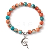 Synthetic Ocean White Jade Round Beaded Charm Bracelets for Women BJEW-JB11372-2