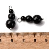 Natural Obsidian Round Beaded Pendants PALLOY-JF02867-07-3