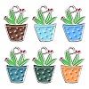 6Pcs 6 Colors Alloy Enamel Pendants ENAM-YW0002-53-1