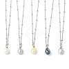 Natural Cultured Freshwater Pearl Potato Pendant 304 Stainless Steel Satellite Chain Necklaces for Women NJEW-JN06346-2